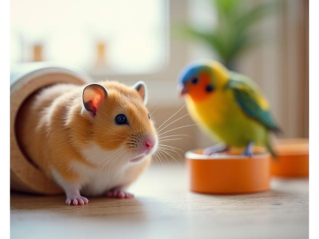Pequeño conejillo de indias comiendo heno en su jaula limpia y acogedora, representando el cuidado de pequeños animales domésticos