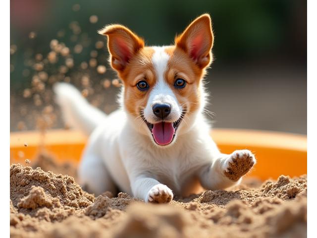 Jack Russell Terrier buscando o excavando en un entorno controlado