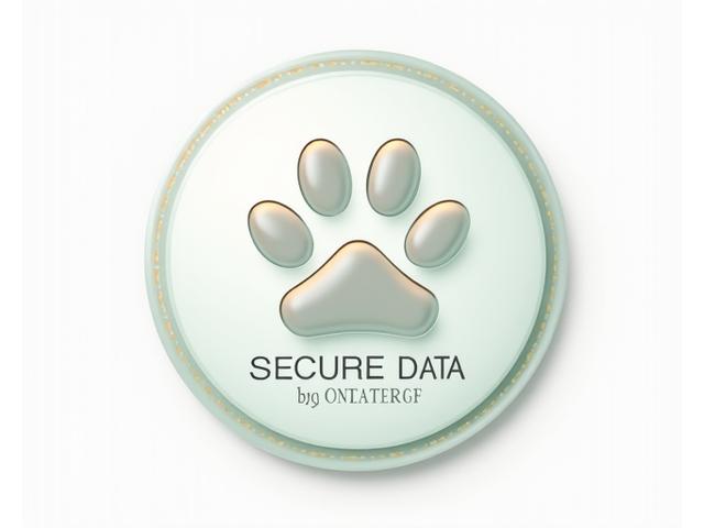 Un sello digital de seguridad de datos con un icono de perro y un escudo