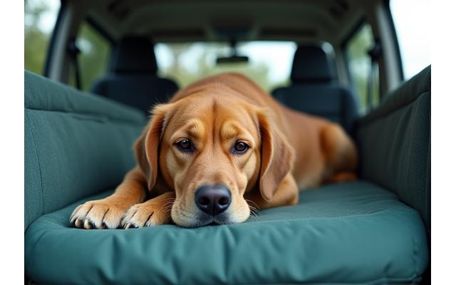 Perro feliz y relajado viajando en un vehículo adaptado de CanTerra Walks